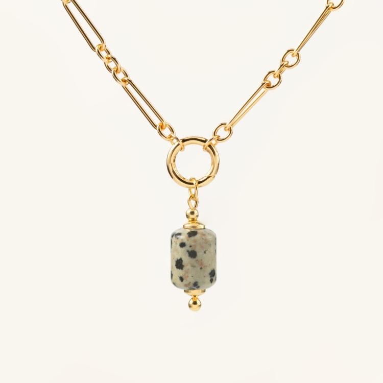 Zestaw srebrny pozłacany naszyjnik i zawieszka z jaspisem.