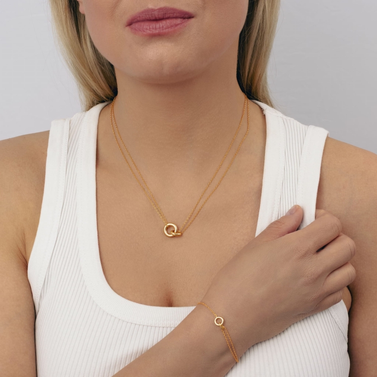 Zestaw  naszyjnik i bransoletka pozłacane srebro 925 motyw koła minimalistyczny klasyczny.