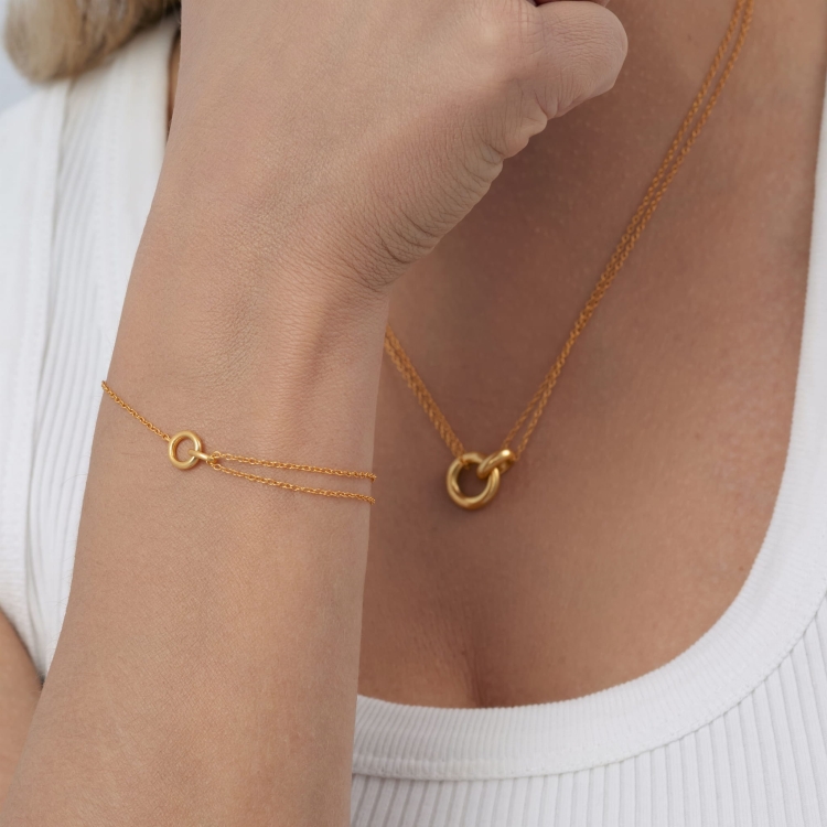 Zestaw naszyjnik i bransoletka pozłacane srebro 925 motyw koła minimalistyczny klasyczny