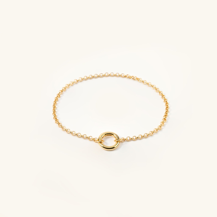 Bransoletka srebrna pozłacana z kółeczkiem na zawieszki.