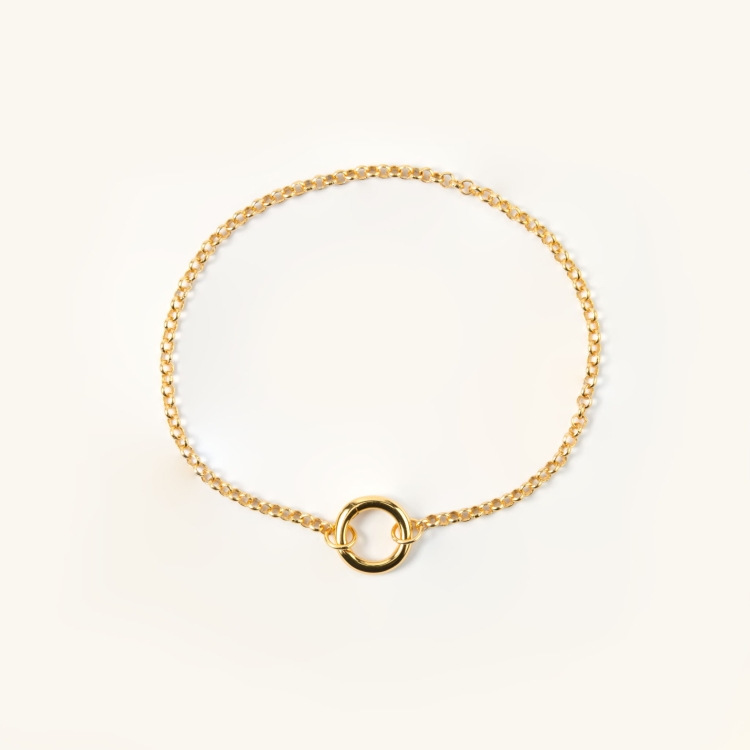 Bransoletka srebrna pozłacana z kółeczkiem na zawieszki.