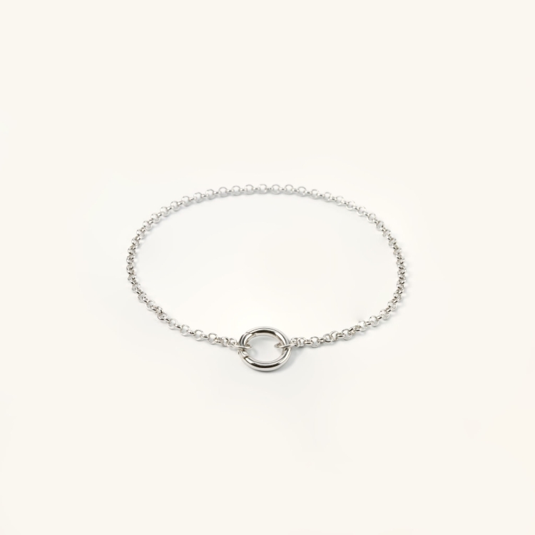 Bransoletka srebrna z kółeczkiem na zawieszki.