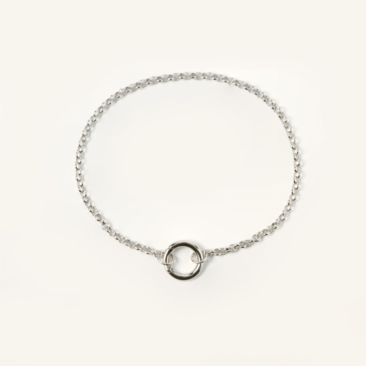 Bransoletka srebrna z kółeczkiem na zawieszki.