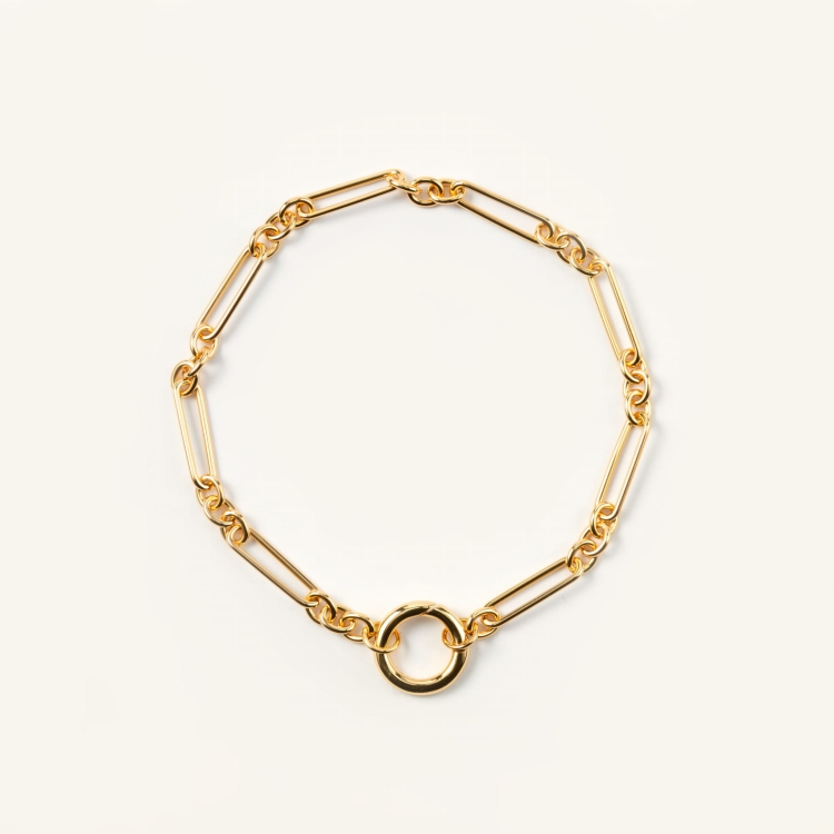 Bransoletka srebrna pozłacana z kółeczkiem na zawieszki.