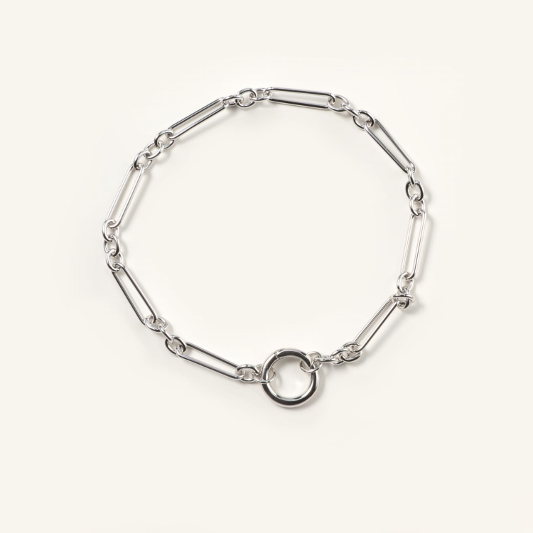 Bransoletka srebrna z kółeczkiem na zawieszki.