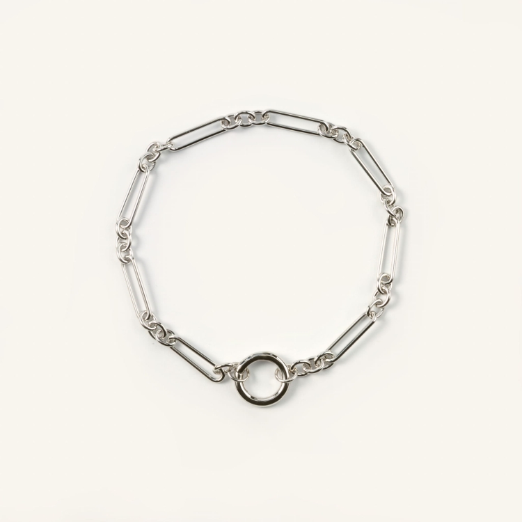 Bransoletka srebrna z kółeczkiem na zawieszki.