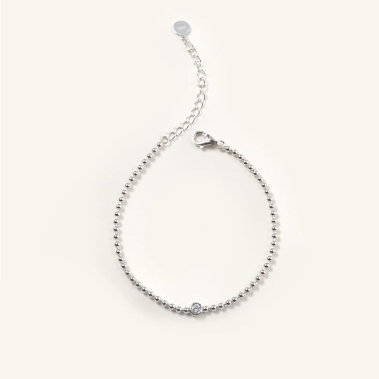 Bransoletka srebrna z cyrkonią.