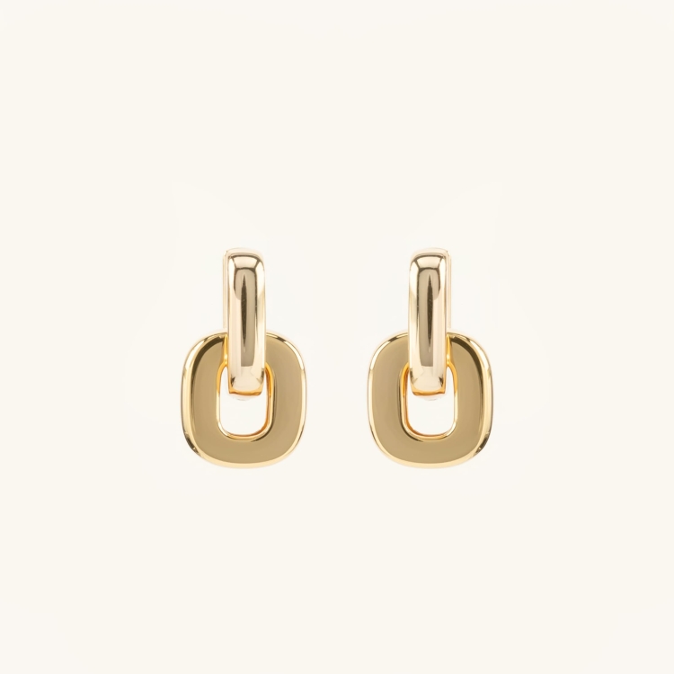 Kolczyki ogniwa srebrne pozłacane.