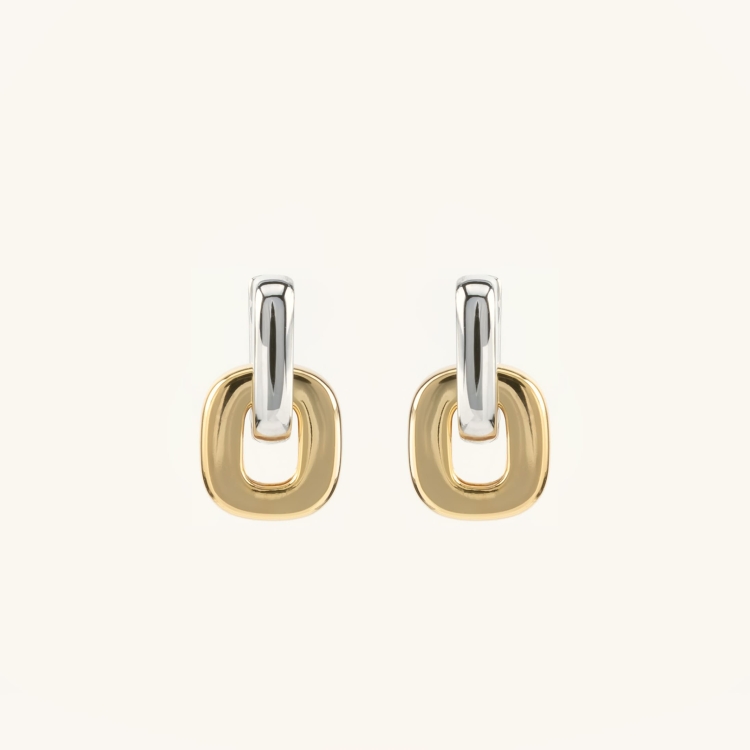 Kolczyki ogniwa dmuchane srebrno-złote.