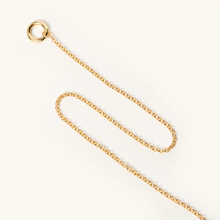 Naszyjnik srebrny pozłacany z kółeczkiem na zawieszki.