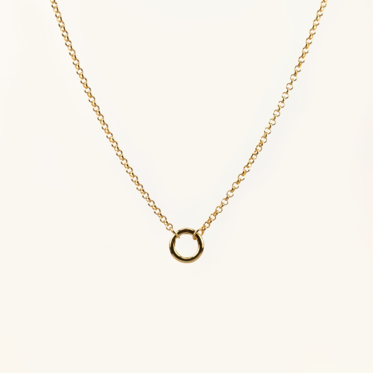 Naszyjnik srebrny pozłacany z kółeczkiem na zawieszki.