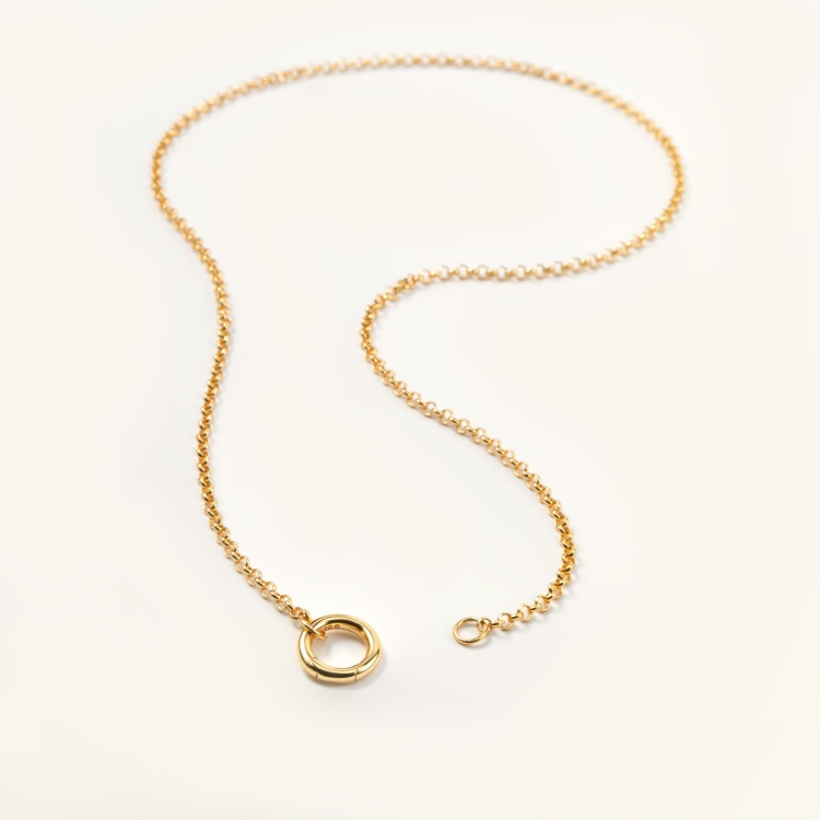 Naszyjnik srebrny pozłacany z kółeczkiem na zawieszki.