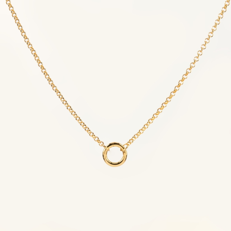 Naszyjnik srebrny pozłacany z kółeczkiem na zawieszki.