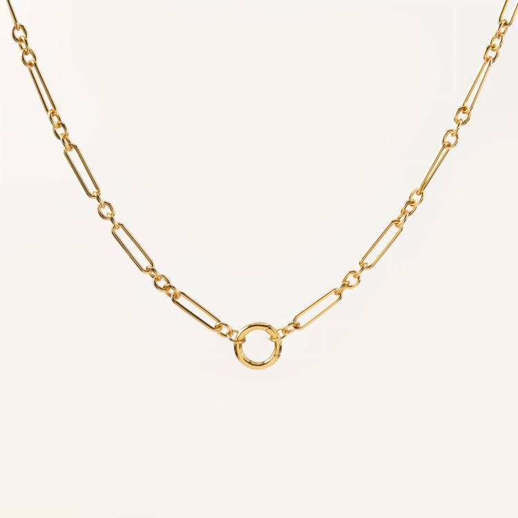 Naszyjnik srebrny pozłacany z kółeczkiem na zawieszki.