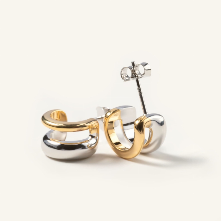 Kolczyki srebrne pozłacane srebrno-złote.