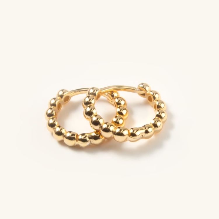 Kolczyki srebrne pozłacane małe koła z kuleczek.