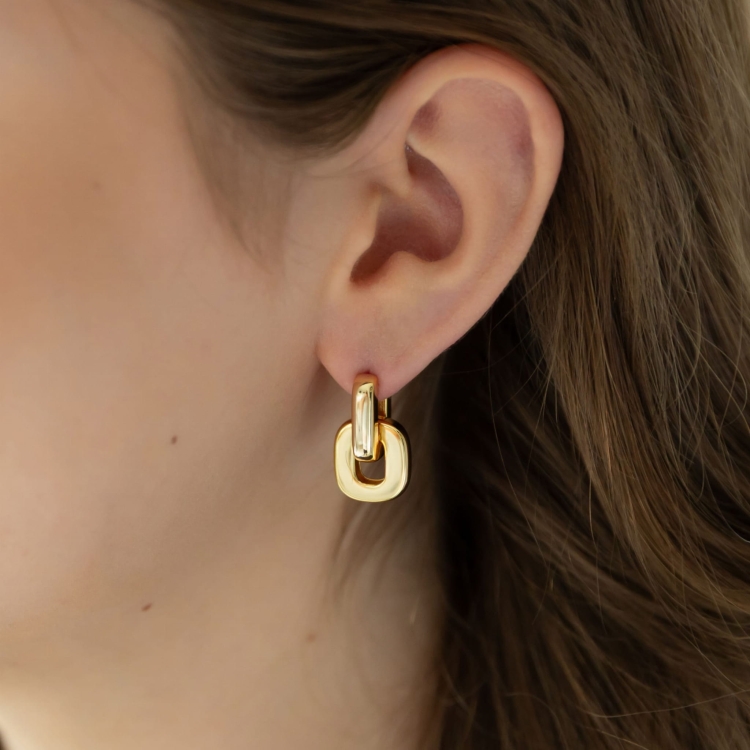 Kolczyki ogniwa srebrne pozłacane.